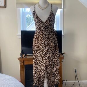 Divided Animal Print Wrap Dress